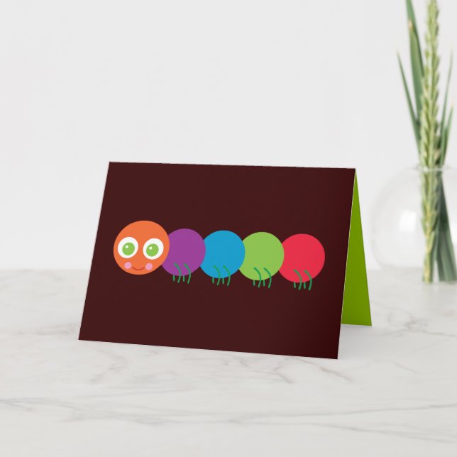 Tarjeta Cuidada oruga arcoiris (Anverso)