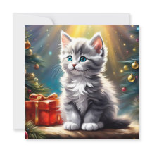 Tarjeta Cuidada para Navidades Gatitos