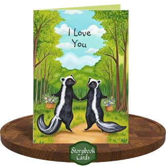Tarjeta Cuidada Pareja de zorrillo forestal flores silvest