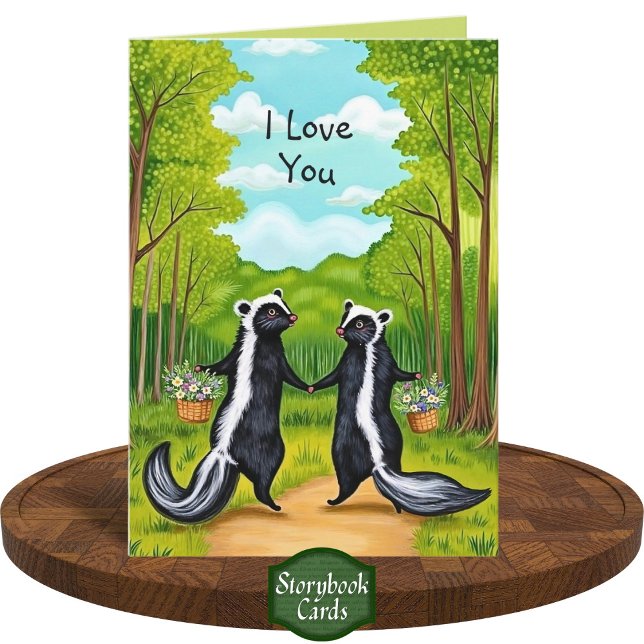 Tarjeta Cuidada Pareja de zorrillo forestal flores silvest (Subido por el creador)