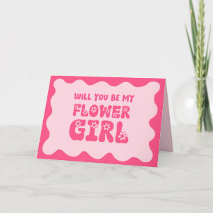 Tarjeta Cuidada propuesta Retro Pink Be My Flower Girl