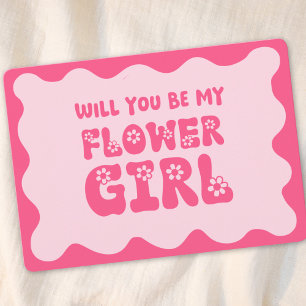 Tarjeta Cuidada propuesta Retro Pink Be My Flower Girl