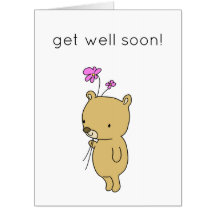 Cuidada Teddy Bear Bear Sick Get Well Card