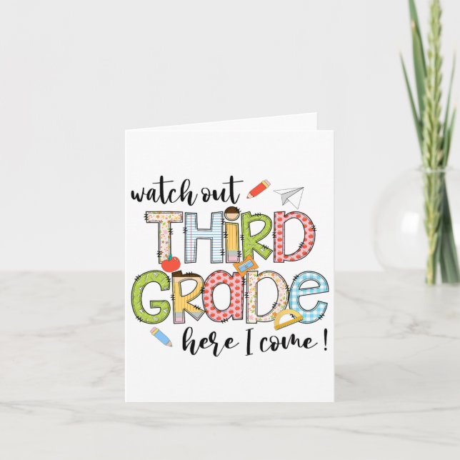 Tarjeta Cuidado 3er Grado Aquí Vengo Primer Día De Regreso (Anverso)