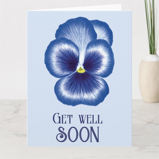 Tarjeta Cuidado Blue Flower Watercolor Pansie (Anverso)
