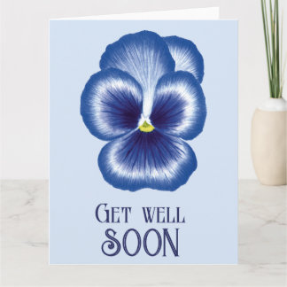 Tarjeta Cuidado Blue Flower Watercolor Pansie