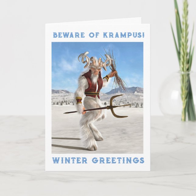 Tarjeta ¡Cuidado con Krampus! Doble (Anverso)