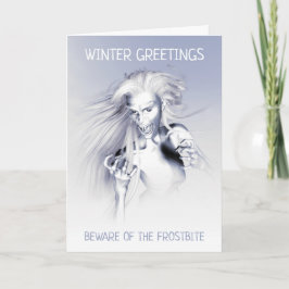 Tarjeta Cuidado con la congelación. Vampiro de hielo