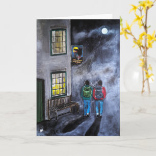 Tarjeta Cuidado con la pintura de la luna de Alfred Fox