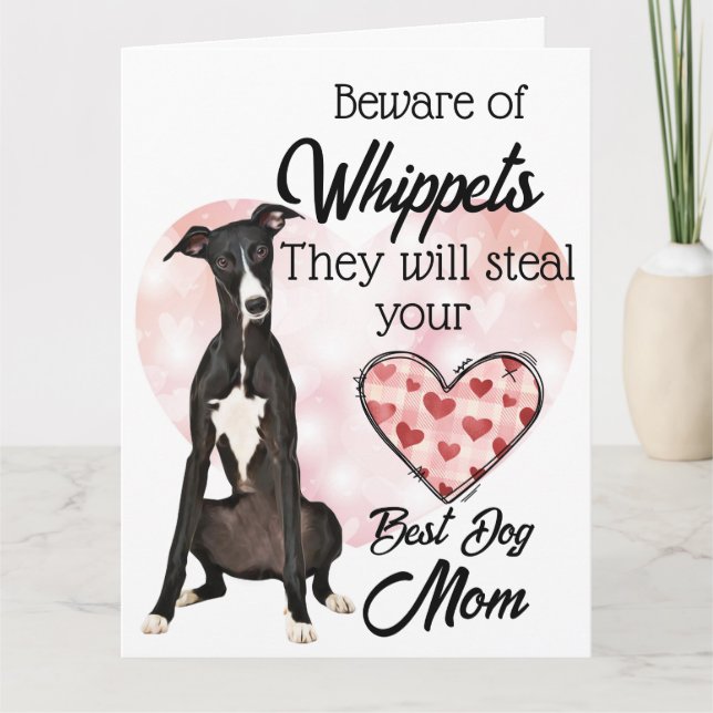 Tarjeta Cuidado con Whippets... Mejor Mamá de Perro de Tod (Anverso)