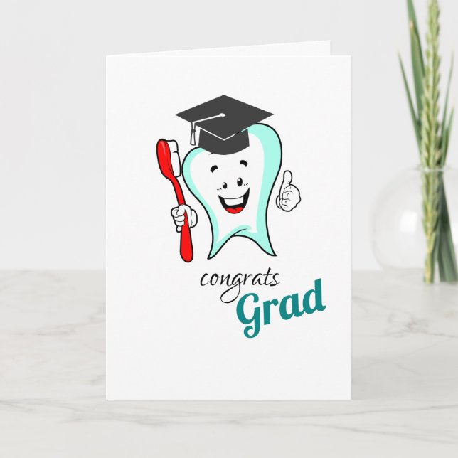 Tarjeta Cuidado dental Feliz Diente con Graduación de cepi (Anverso)