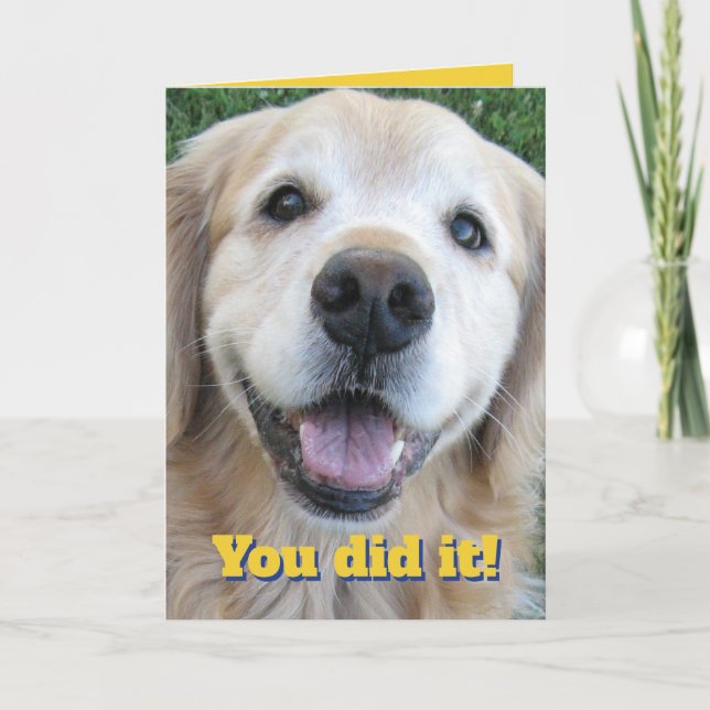 Tarjeta Cuidado Golden Retriever Felicita a los graduados- (Anverso)