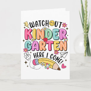 Tarjeta Cuidado jardín de infancia aquí voy primer día de