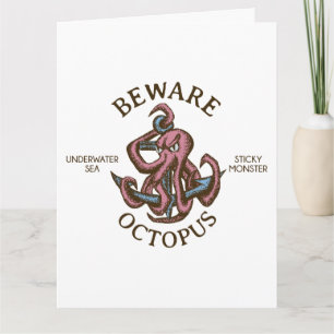 Tarjeta Cuidado Octopus Nautical Creature Tentacle Monstru