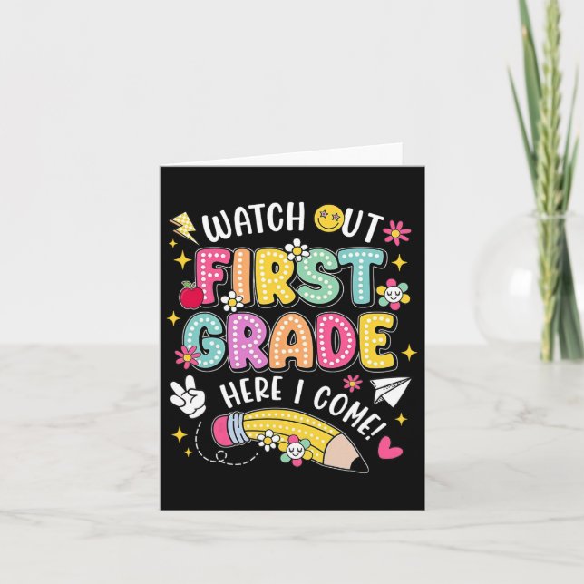 Tarjeta Cuidado Primer Grado Aquí Voy De Vuelta a la Escue (Anverso)