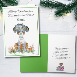 Tarjeta Cuidador de Mascotas Feliz Navidad Terrier y Labra