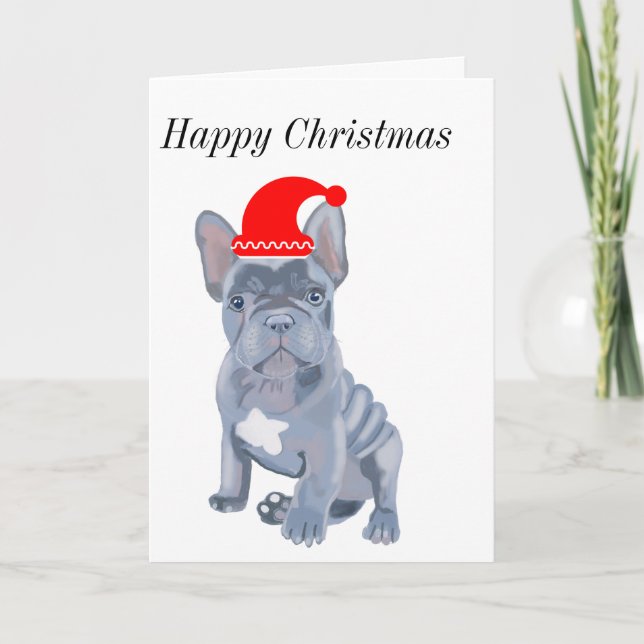Tarjeta Cuidados Navidades de Bulldog francés (Anverso)