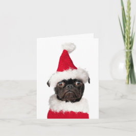 Tarjeta Cuidados Navidades Pug Puppy Santa Merry Pugmas