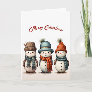 Tarjeta Cuidados tres Navidades de Ilustracion de Snowmen