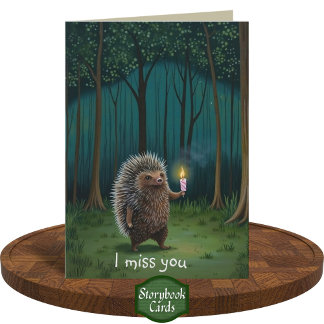 Tarjeta Cuidadosa luz de bosque nocturno de edgehog te ext