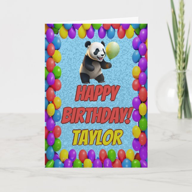 Tarjeta Cuidadosamente lindo Panda Bear Saludo Feliz Cumpl (Anverso)