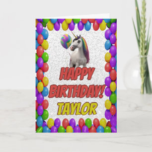 Tarjeta Cuidadosamente lindo unicornio saludo feliz cumple