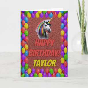 Tarjeta Cuidadosamente lindo unicornio saludo feliz cumple