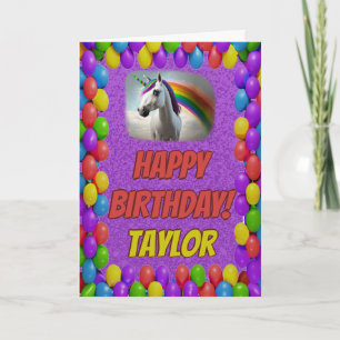 Tarjeta Cuidadosamente lindo unicornio saludo feliz cumple