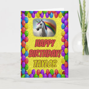 Tarjeta Cuidadosamente lindo unicornio saludo feliz cumple