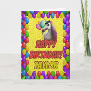 Tarjeta Cuidadosamente lindo unicornio saludo feliz cumple