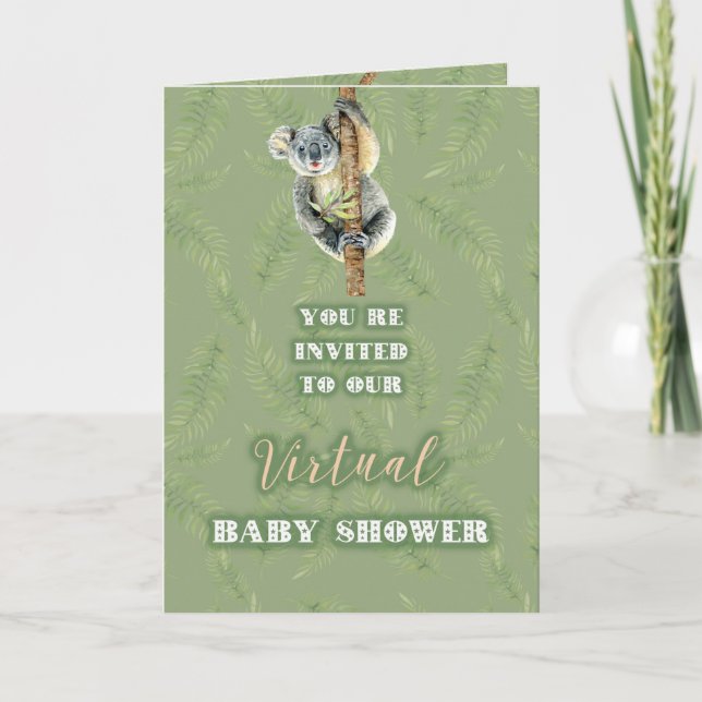 Tarjeta Cuidar Koala Zoom Baby Shower Virtual Por Correo (Anverso)
