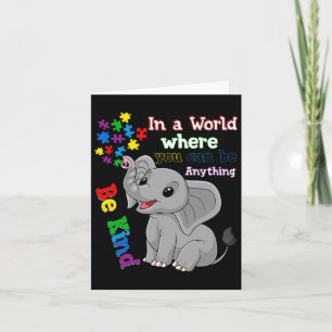 Tarjeta Cuidate Sé Amable Elefante Y Rompe El Autismo En L