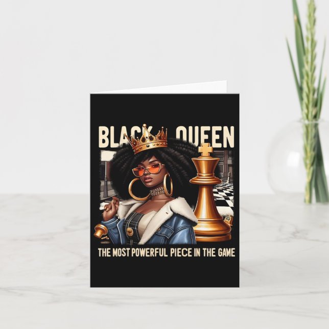Tarjeta Cultura Negra Reina Negra Empoderamiento de Ajedre (Anverso)