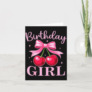 Tarjeta Cumpleañera Coqueta Lazo Cereza Cumpleañeras Mujer