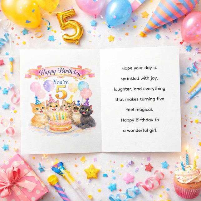 Tarjeta Cumpleañera Edad 5 Acuarela Lindo  (Subido por el creador)