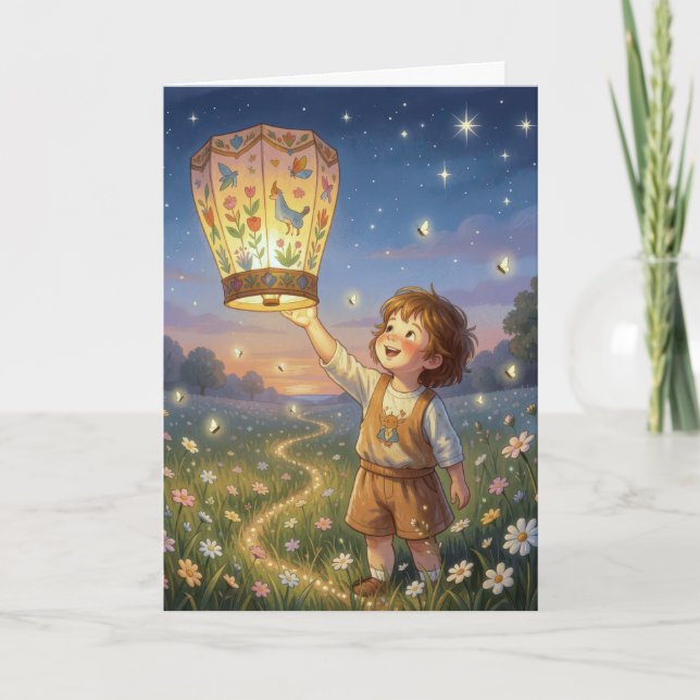 Tarjeta Cumpleañero con una linterna china (Anverso)