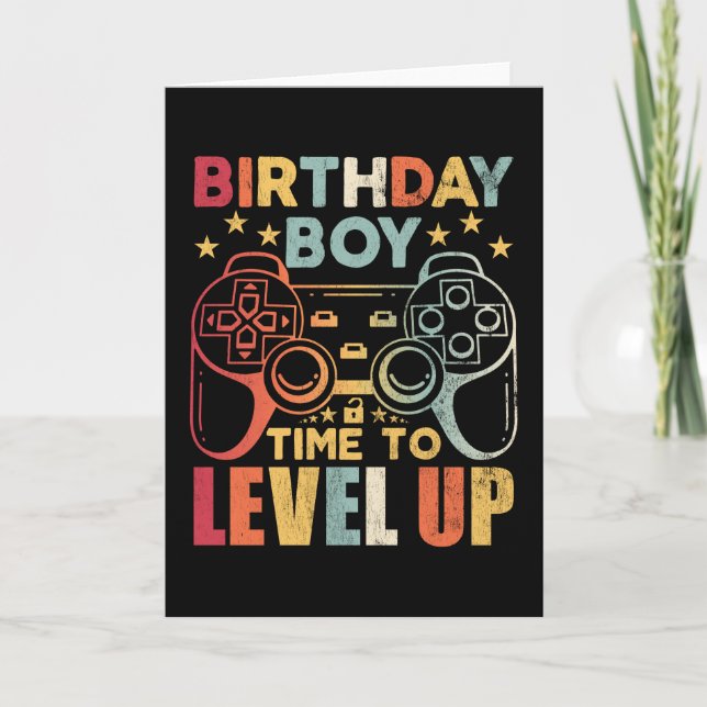 Tarjeta Cumpleañero Hora De Subir De Nivel Videojuego (Anverso)