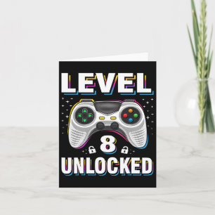 Tarjeta Cumpleañero Nivel 8 Desbloqueado Videojugador 8 Añ
