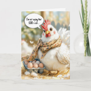 Tarjeta Cumpleaños 100 de gallina con huevos en cartón