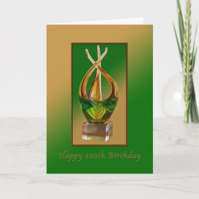 Tarjeta Cumpleaños 100, Escultura de vidrio (Anverso)