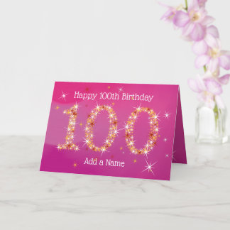 Tarjeta Cumpleaños 100 - Estrellas Números - Edad de Oro R