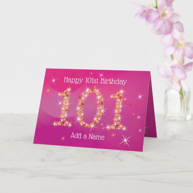 Tarjeta Cumpleaños 101 - Estrella Números - Rosa - Edad 10 (Orquídea)