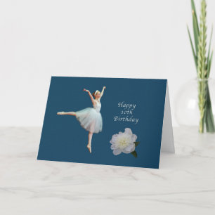 Tarjeta Cumpleaños 10, Ballerina y White Peony Card