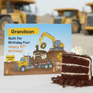 Tarjeta Cumpleaños 10 del nieto en sitio de construcción