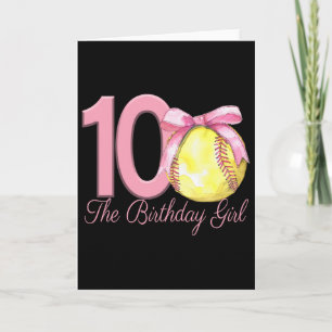 Tarjeta Cumpleaños 10 niña jugadora Softll Coquette lazo r