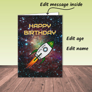 Tarjeta Cumpleaños 11 añadir nombre a cualquier cohete ver