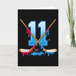 Tarjeta Cumpleaños 11 años hockey helado goteo juventud 11
