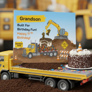 Tarjeta Cumpleaños 11 del nieto en sitio de construcción