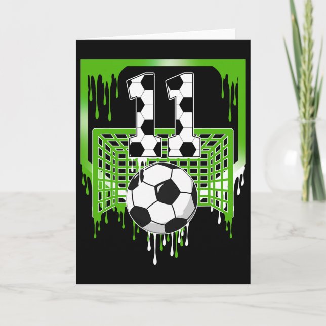 Tarjeta Cumpleaños 11 Fútbol Helado Goteo 11 años Pa (Anverso)