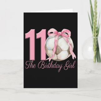 Tarjeta Cumpleaños 11 niña fútbol Ll Coquette lazo rosa 11
